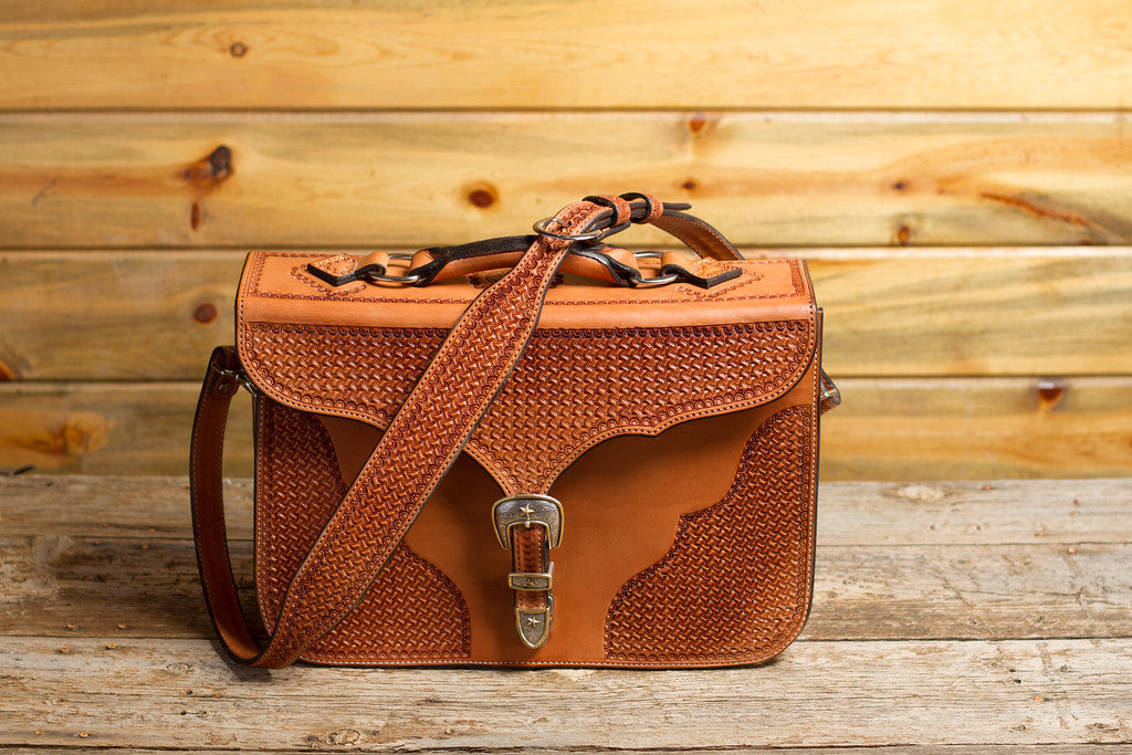 Saddle Tan Spider Briefcase