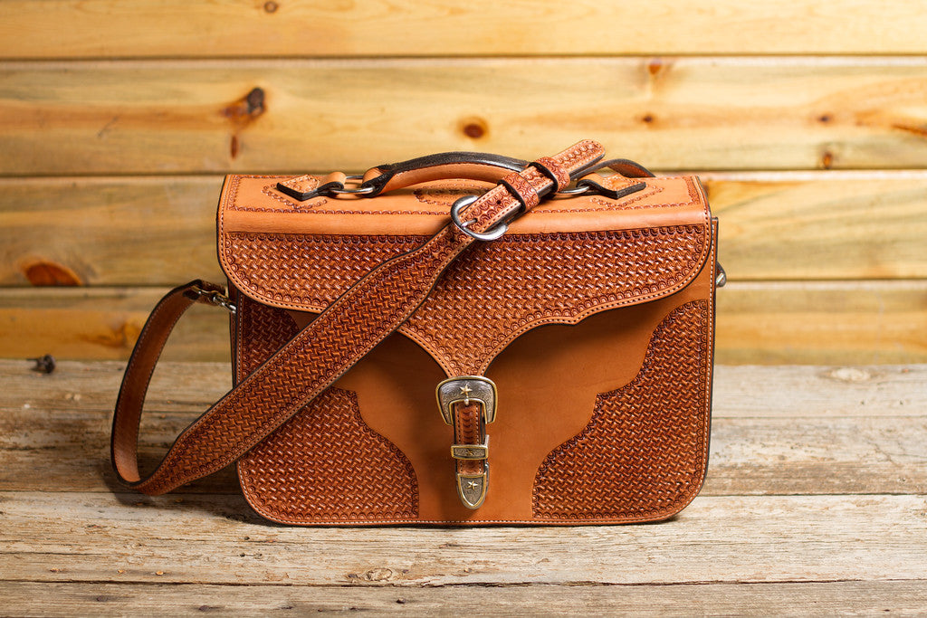 Saddle Tan Spider Briefcase